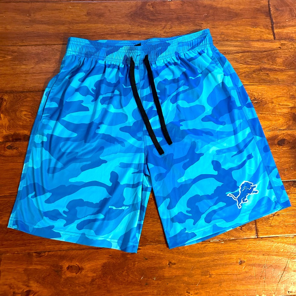 Detroit Lions NFL Blue Camouflage Athletic Shorts - NWOT
